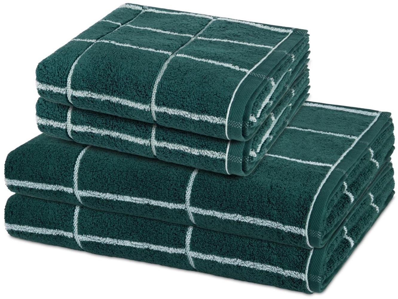 Ross Sensual Skin Karo 4 tlg. Frottier-Set - 2 X Handtuch (50 X 100cm), 2 X Duschtuch (75 X 140cm) - 500 - Moosgrün Bild 1