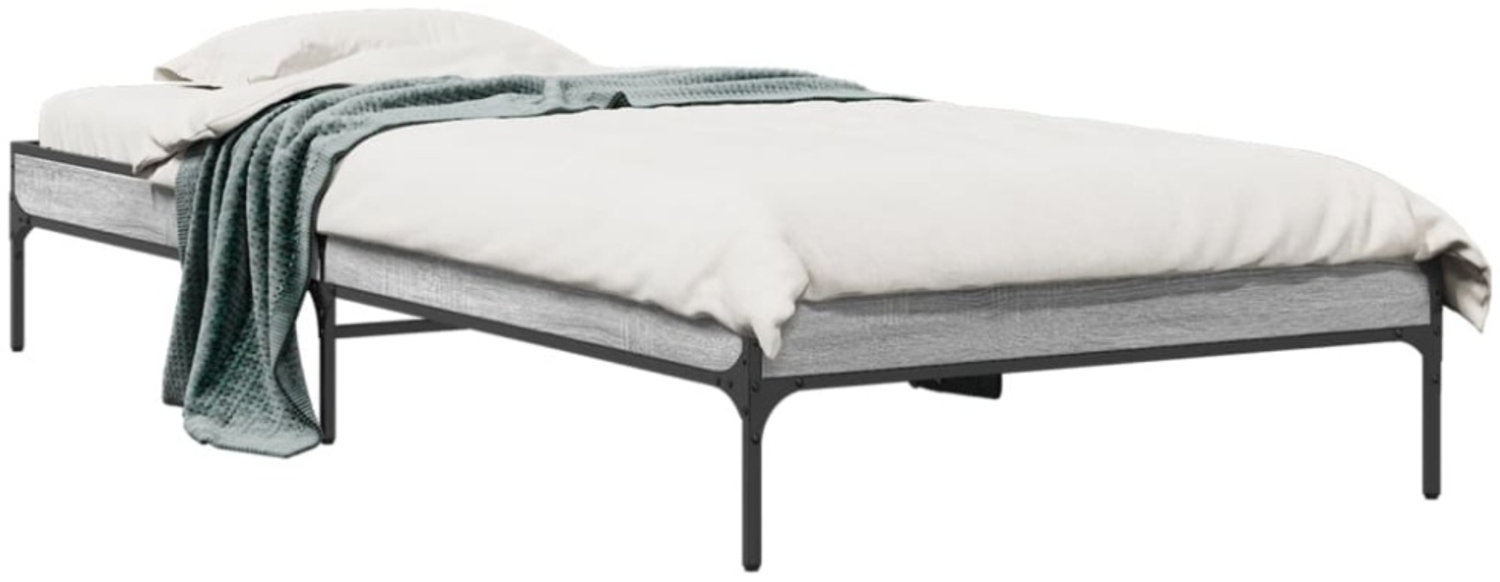 vidaXL Bettgestell Grau Sonoma 90x190 cm Holzwerkstoff und Metall 845054 Bild 1