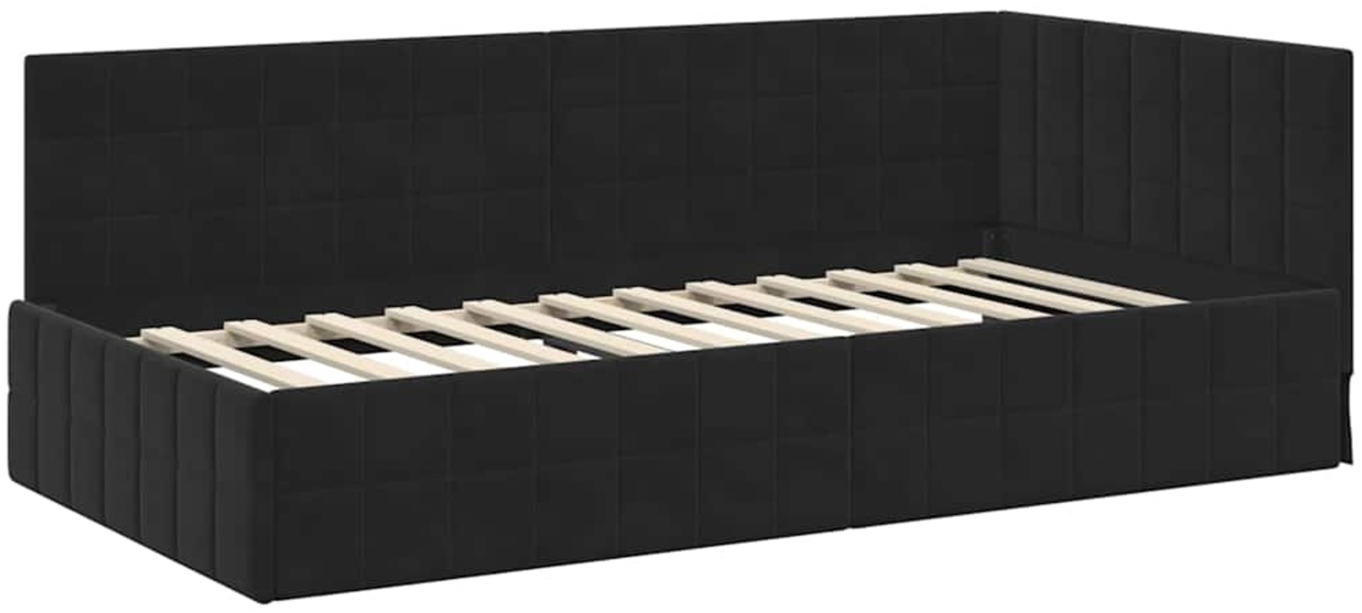 vidaXL Eckbettgestell mit Kopfteil Schwarz 90 cm x 200 cm Stoff 42016393 Bild 1