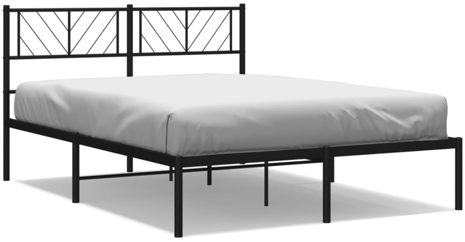 vidaXL Bettgestell mit Kopfteil Metall Schwarz 135x190 cm 372178 Bild 1