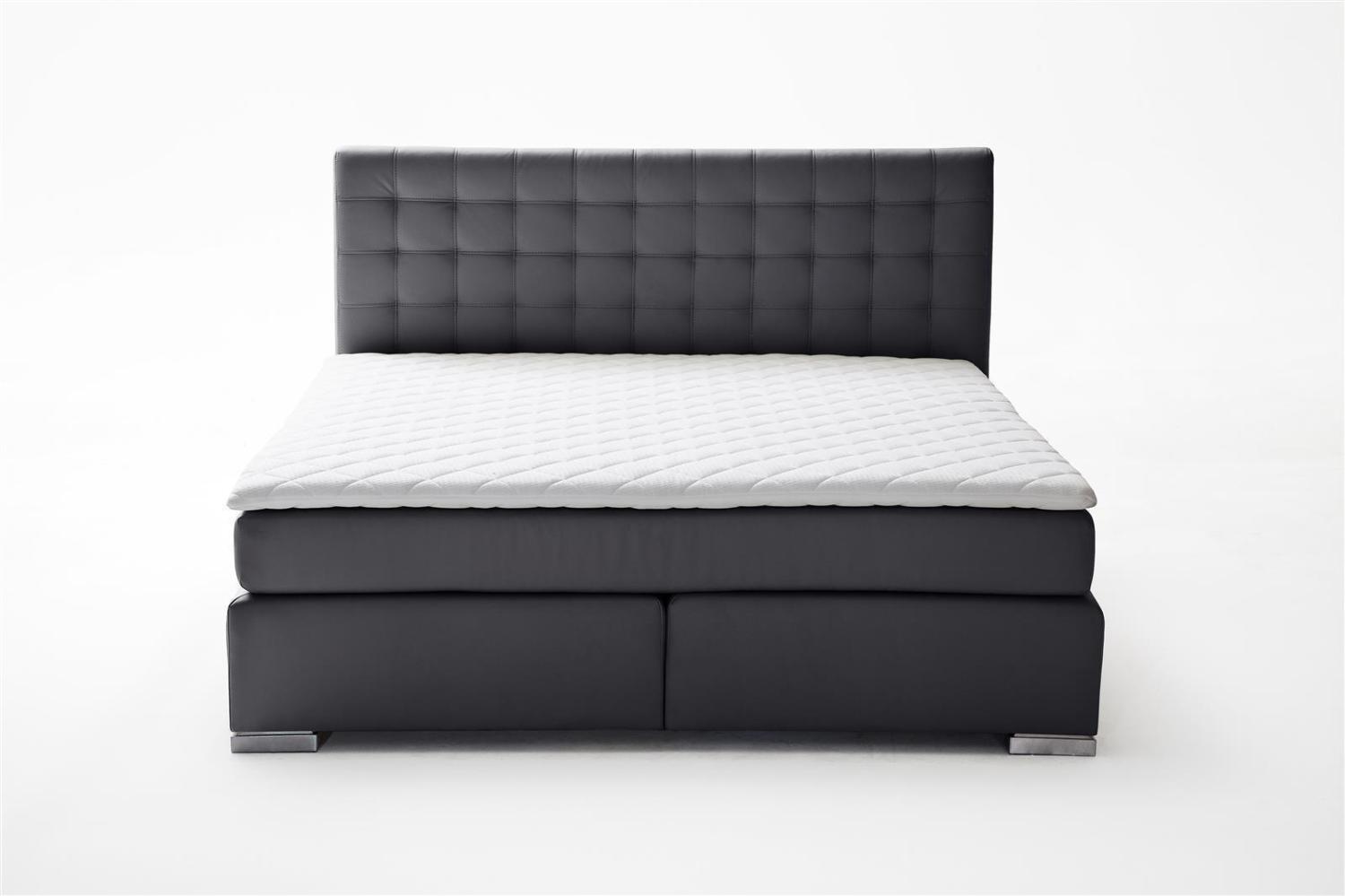 Boxspringbett Lenno - Kunstleder Schwarz H2 180x200 cm Bild 1