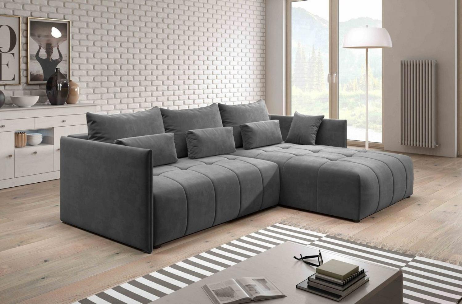 Furnix Ecksofa YALTA Schlafsofa Couch ausziehbar mit Bettkasten und Kissen, elegantes Design und Funktionalität Bild 1