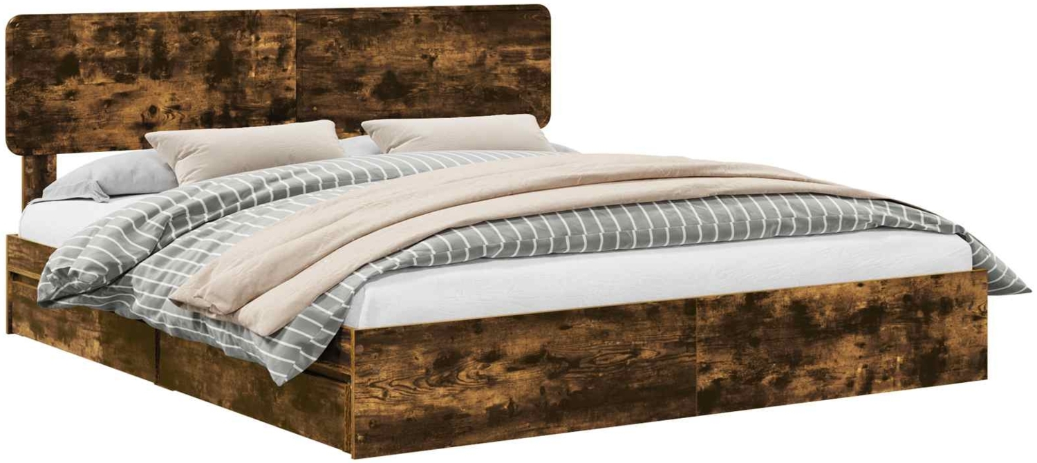 vidaXL Aufbewahrungsbett Geräucherte Eiche 200x200 cm Holzwerkstoff 3412245 Bild 1