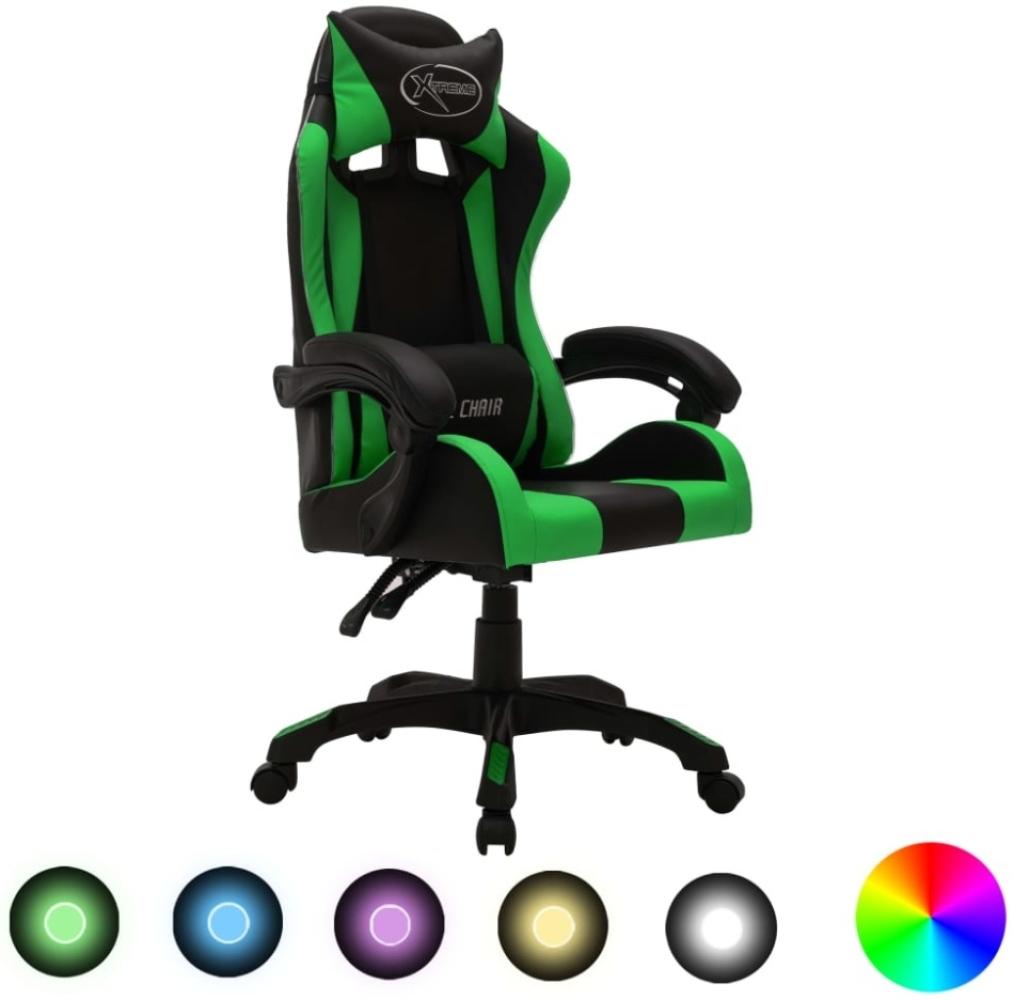 vidaXL Gaming-Stuhl mit RGB LED-Leuchten Grün und Schwarz Kunstleder 287999 Bild 1