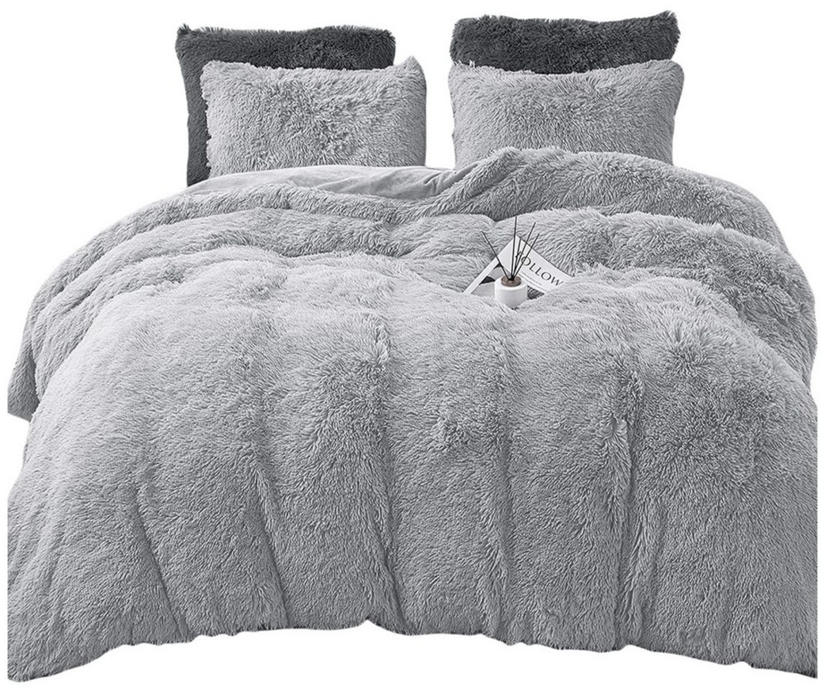 ibettertec Bettwäsche Plüsch Bettwäsche,Extra flauschige Felloptik,Warme Flanell Bettbezug, Flanell Biber Bettbezug mit Kissenbezug 80x80cm und Reißverschluss Bild 1