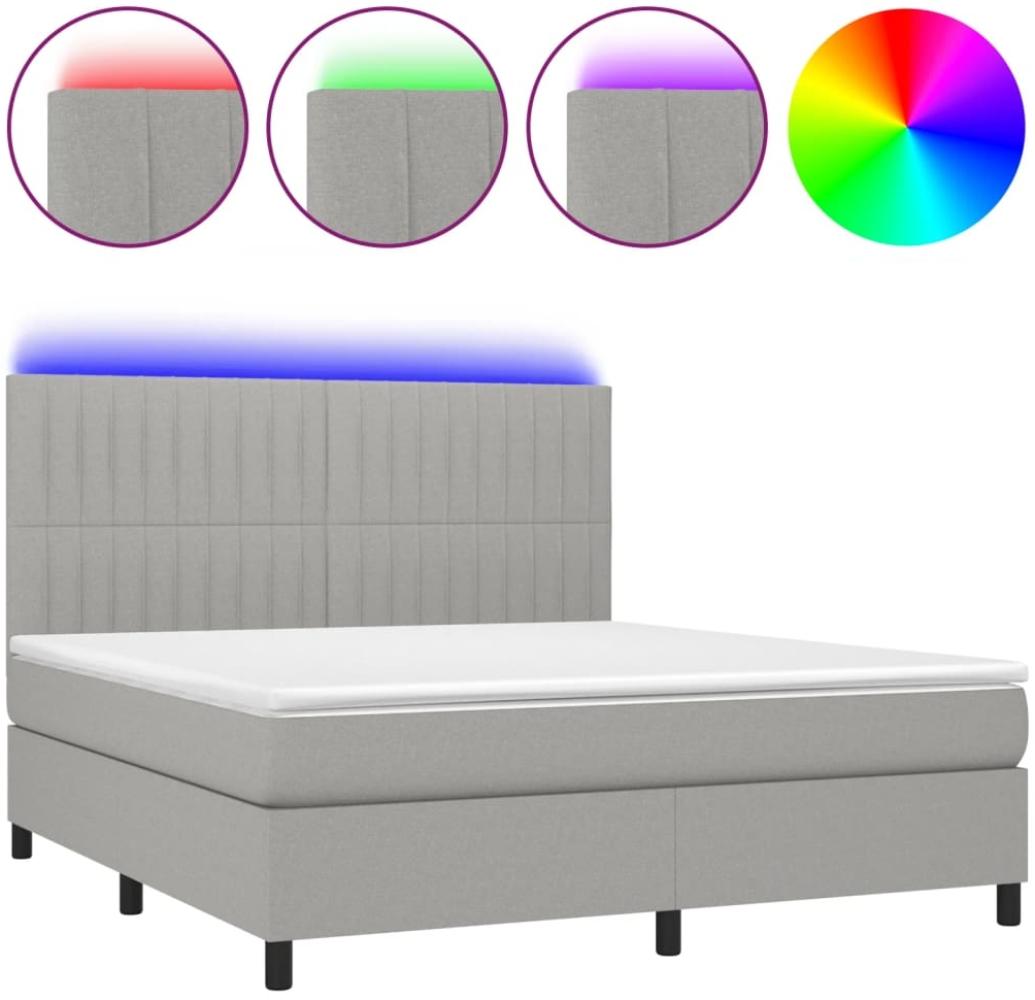 Boxspringbett mit Matratze & LED Stoff Hellgrau 180x200 cm, Härtegrad: H2 [3135053] Bild 1