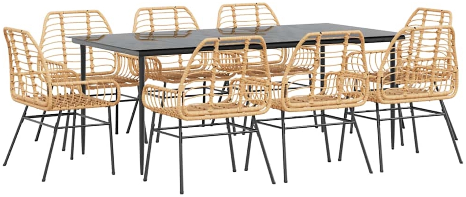 vidaXL 9-teiliges Garten-Esszimmerset Braunes Polyrattanglas 3334449 Bild 1