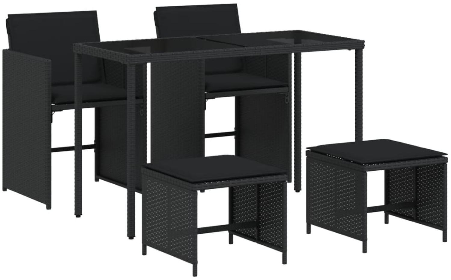 vidaXL 5-tlg. Garten-Essgruppe mit Kissen Schwarz Poly Rattan 365081 Bild 1