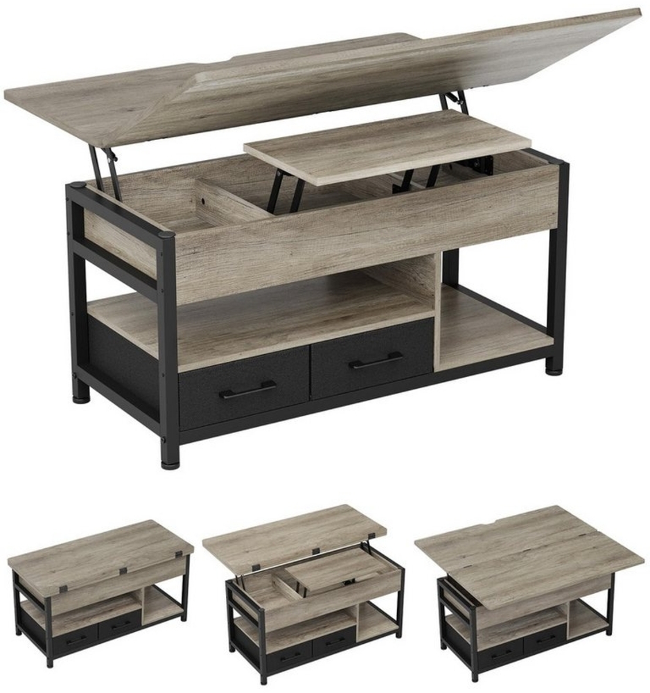 MSMASK Couchtisch 3-in-1-Multifunktions-Wohnzimmertisch mit 2 Schubladen, Kaffeetisch, Versteckte Aufbewahrung, 50T x 100B x 50H cm Bild 1