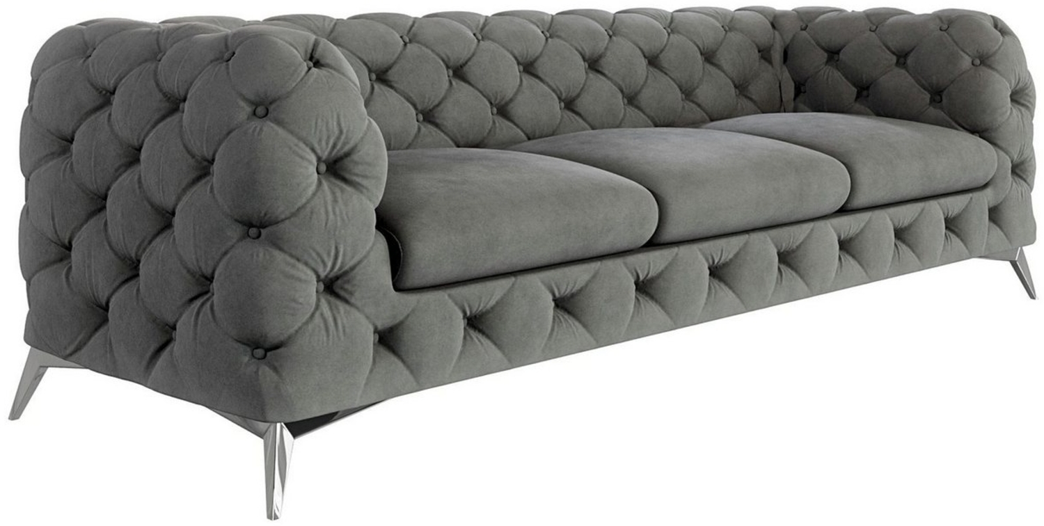 S-Style Möbel Chesterfield-Sofa 3-Sitzer Kalina mit Silber Metall Füßen, mit Wellenfederung Bild 1