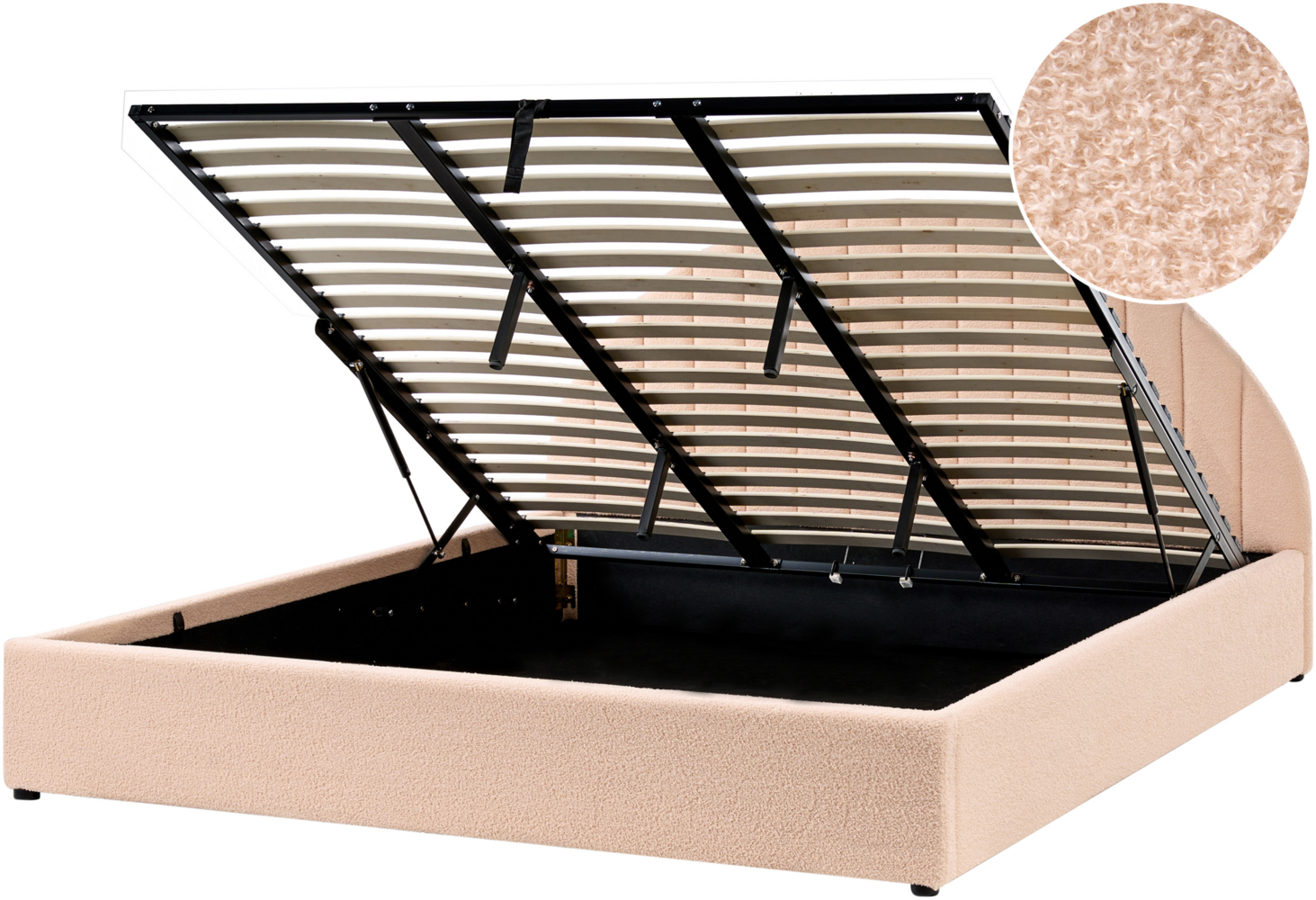 Bett mit Stauraum Bouclé CHADENET 180 x 200 cm Pfirsichrosa Bild 1