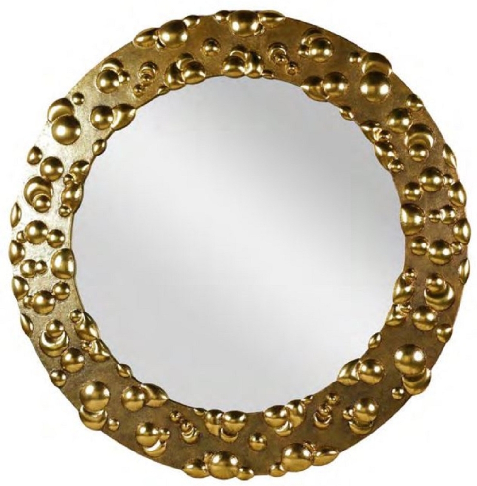 Casa Padrino Designer Spiegel Antik Gold Ø 150 cm - Runder Metall Wandspiegel - Wohnzimmer Spiegel - Garderoben Spiegel - Luxus Qualität Bild 1