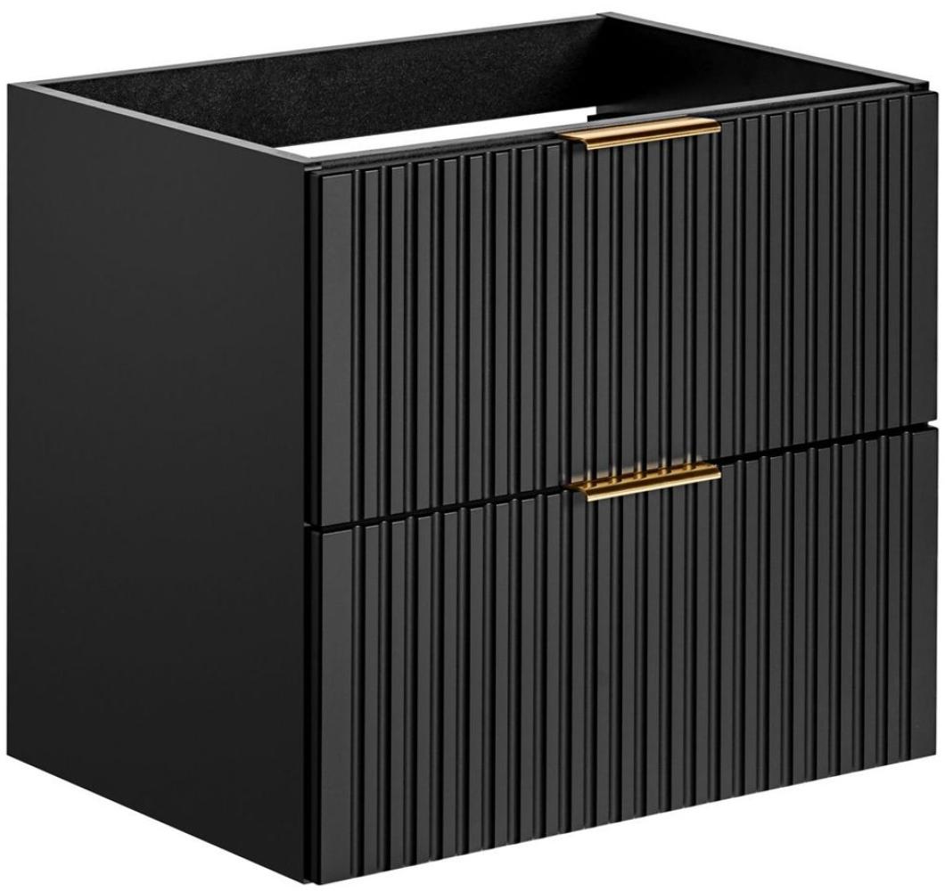 Waschtischunterschrank 60cm ADELAIDE-56-BLACK in matt schwarz mit gerilllter Front, B/H/T ca. 60/57/46 cm Bild 1