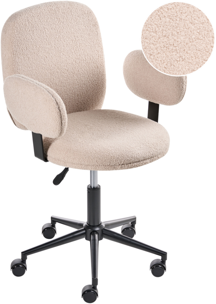 Schreibtischstuhl MORAGA Bouclé Beige Bild 1