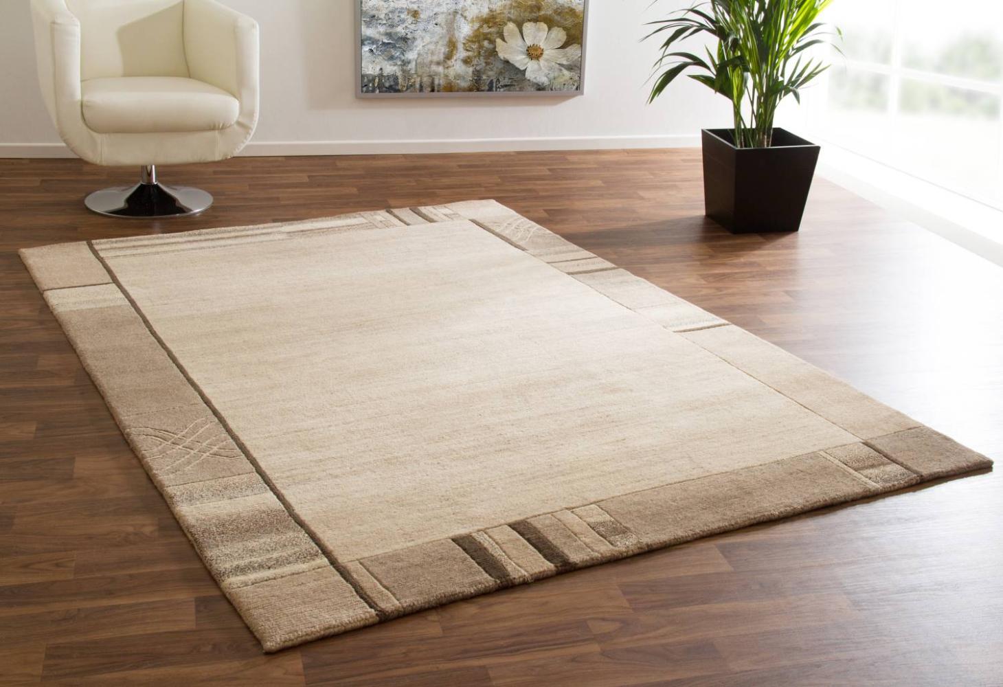 Nepal Teppich Bagmati, Farbe: Beige Braun, Größe: 80x300 cm Bild 1