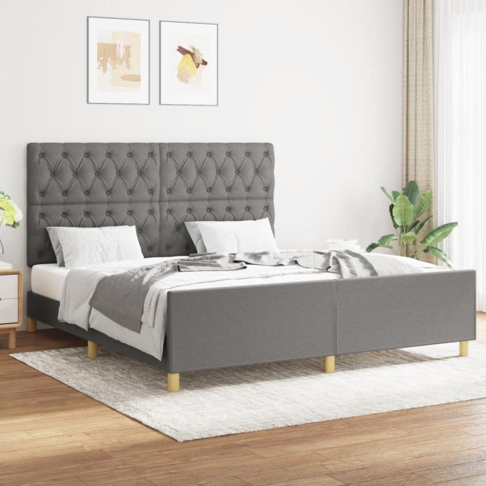 Doppelbett mit Kopfteil Stoff Dunkelgrau 160 x 200 cm [3125309] Bild 1