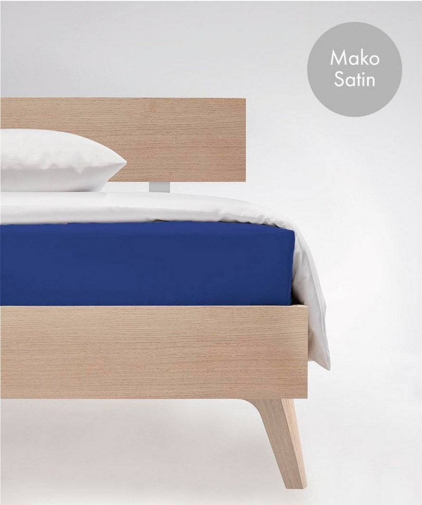 fleuresse Mako Satin Baumwolle Spannbettlaken Colours 100x200 cm Royal Bild 1