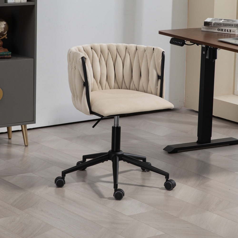 LVHOM Drehstuhl Bürostuhl,Polsterstuhl,Besucherstuhl,schwarzem Gestell, 360° drehbar, schöne, niedliche Eleganter Samt-Drehstühle Bild 1