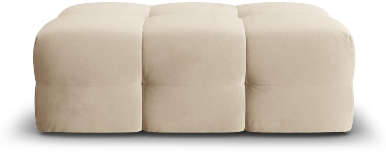 Micadoni Samtstoff Pouf Hocker Kendal | Bezug Light Beige | Beinfarbe Black Beech Wood Bild 1