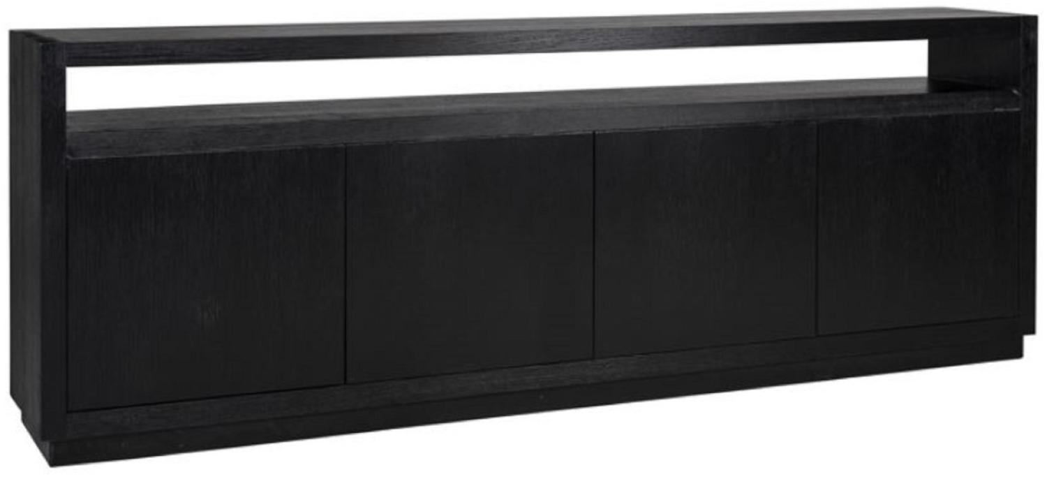 Casa Padrino Luxus Sideboard Schwarz 240 x 40 x H. 85 cm - Massivholz Schrank mit 4 Türen - Wohnzimmer Möbel - Wohnzimmer Einrichtung - Luxus Möbel - Luxus Einrichtung Bild 1