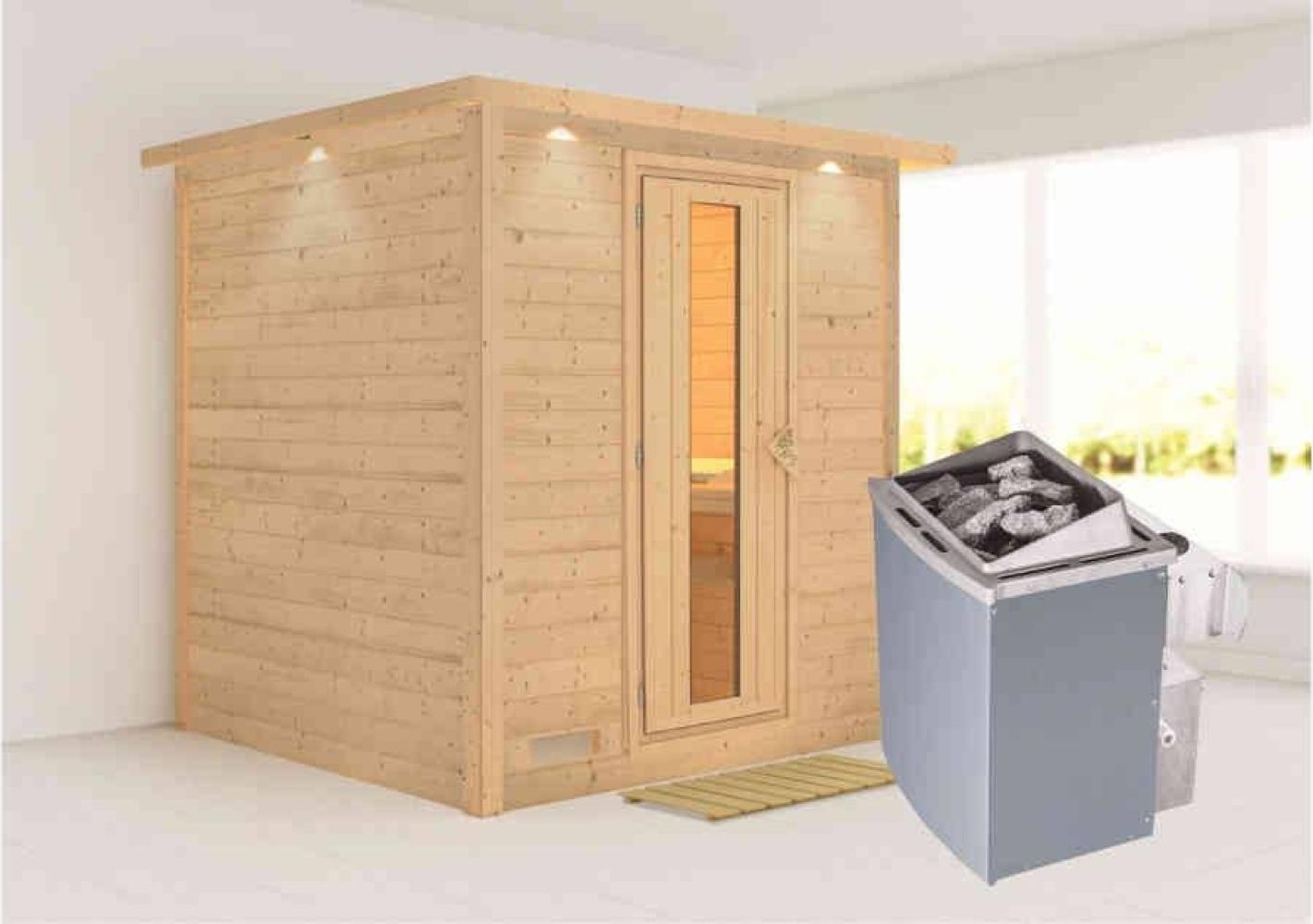 Karibu Sauna Innenkabine Mojave Innensauna 3 Sitzbänke aus Holz Saunakabine mit 40 mm Wandstärke Dampfsauna mit Montagematerial Bild 1