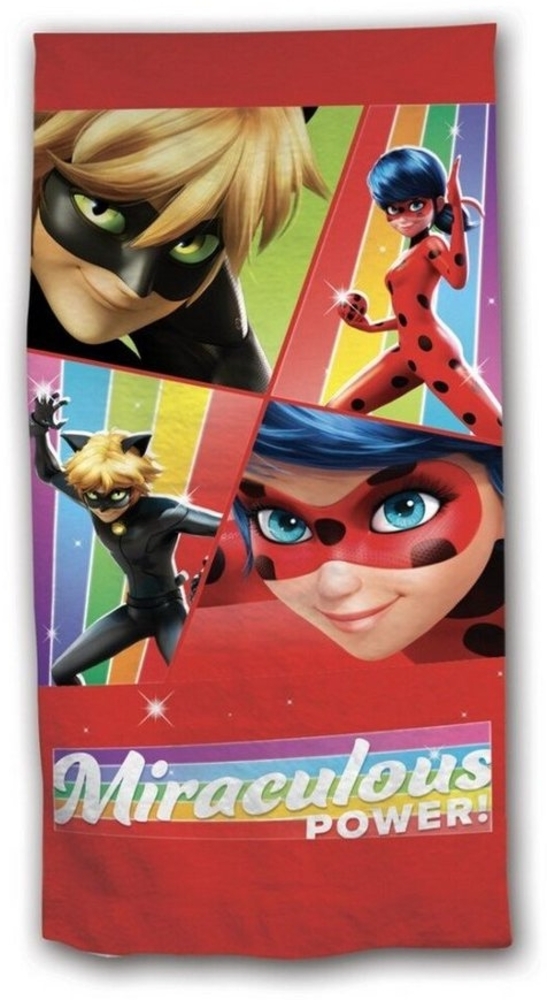Miraculous - Ladybug Strandtuch Miraculous Ladybug und Cat Noir Badetuch XL, Mikrofaser, 70x140 cm Bild 1