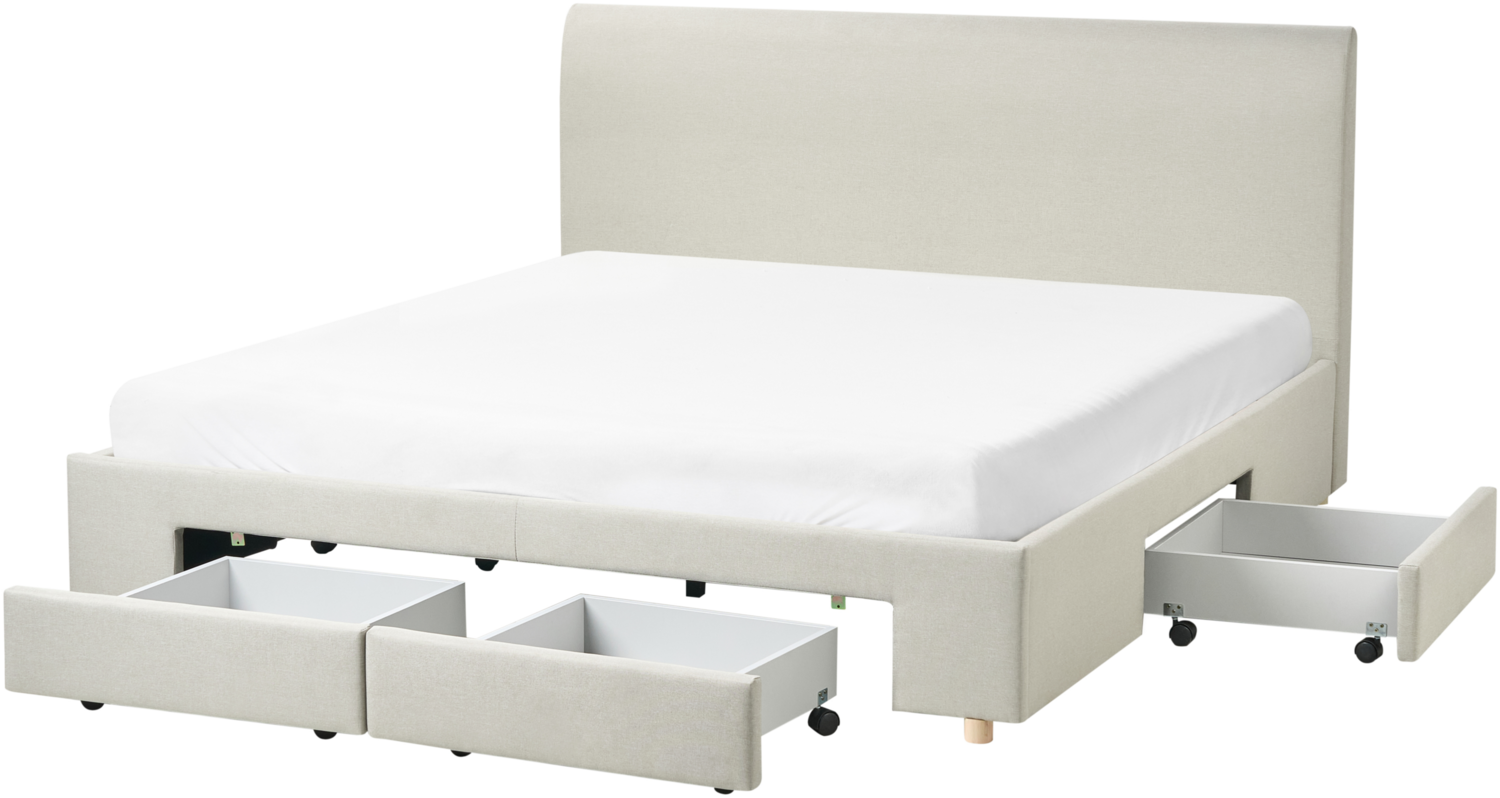 Bett mit Schubladen Stoff SOUTRIN 180 x 200 cm Beige Bild 1