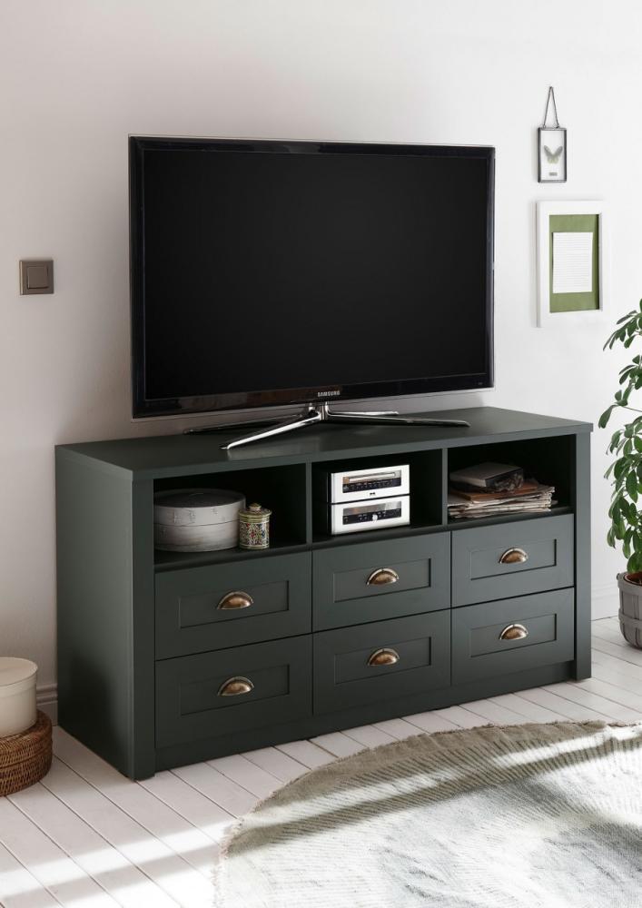 Ascot Lowboard TV-Schrank Fernsehtisch 130cm grün Landhaus Bild 1