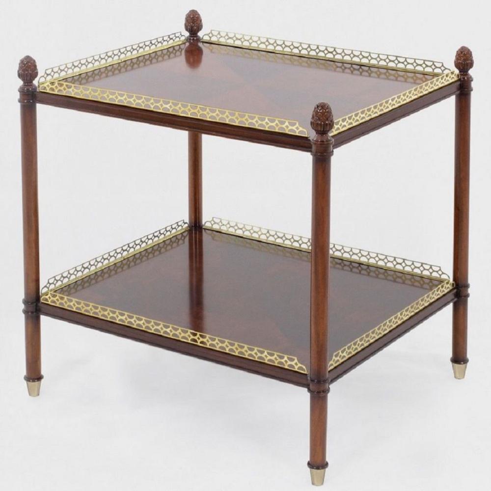 Casa Padrino Luxus Jugendstil Beistelltisch Braun / Gold / Messingfarben 69 x 57 x H. 71 cm - Edler Mahagoni Tisch - Wohnzimmer Möbel - Luxus Qualität Bild 1