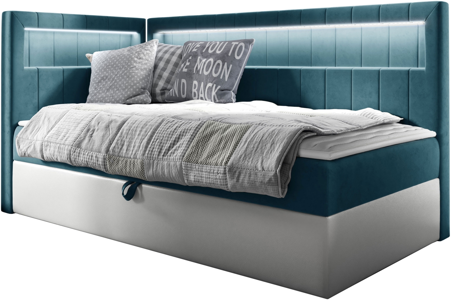 Boxspringbett 'Gladino Junior 3' blau 100 x 200 cm Links Bild 1