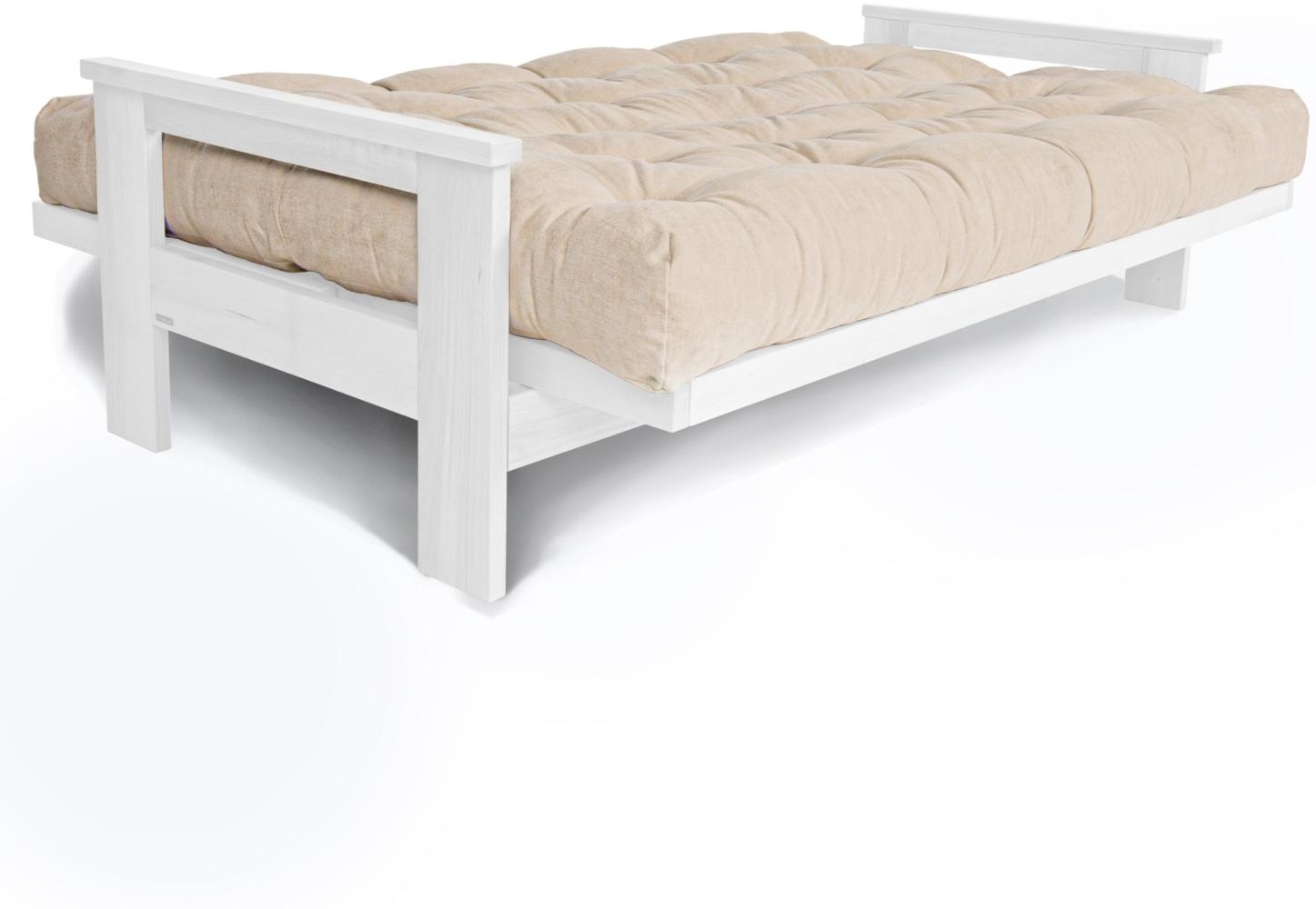 Marior HOME 'MEXICO' Klappsofa, Buchenholz, weiße Farbe, Creme Bild 1