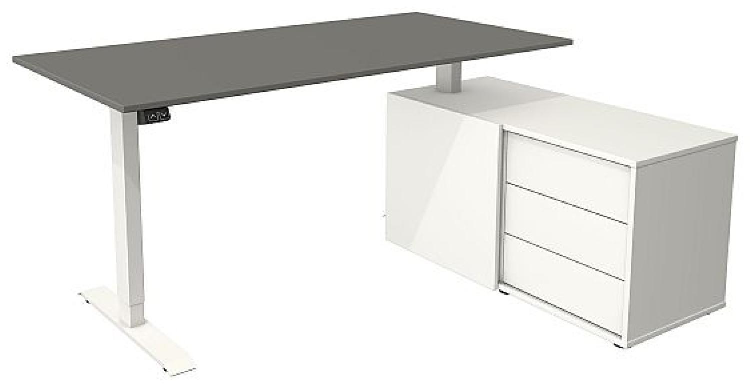 Kerkmann Schreibtisch Sitz-Stehtisch MOVE 1 silber 180x80x74-123cm elektr. höhenverstellbar grafit Bild 1