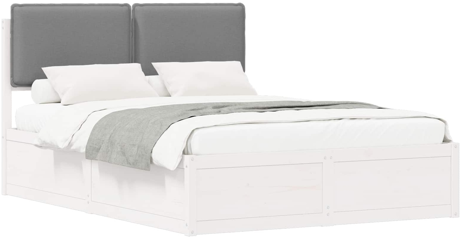 vidaXL Bettgestell mit gepolstertem Kopfteil Hellgrau 135 x 190 cm 3398138 Bild 1
