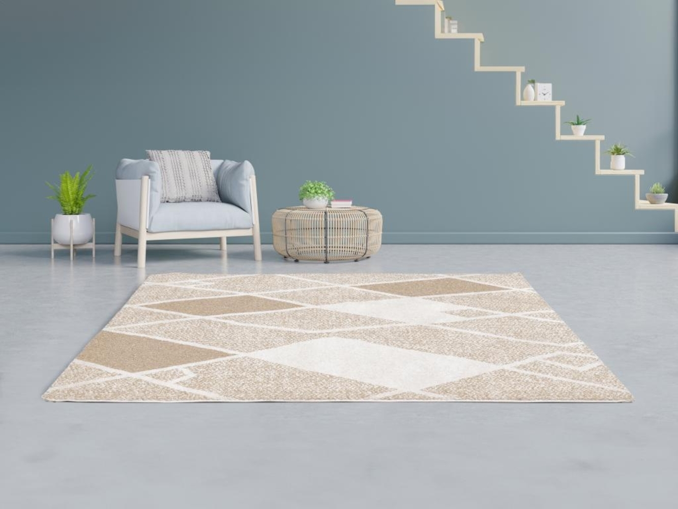 Vente-unique - Teppich mit geometrischen Formen - 160 x 230 cm - Beige - LAZINA Bild 1