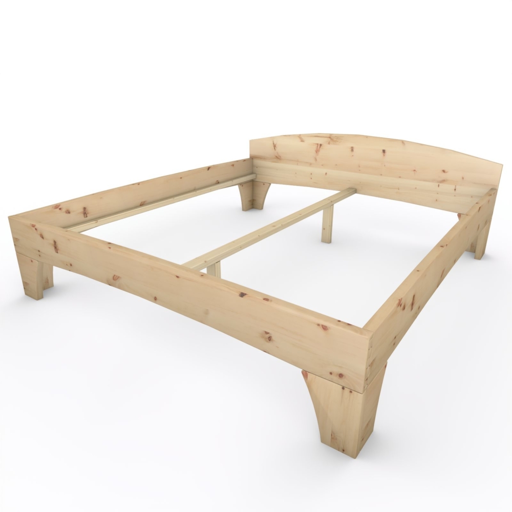 Zirbenbett Massivholzbett "Rosi" metallfrei 200 x 220 cm 48 cm mit Kopfteil Bild 1
