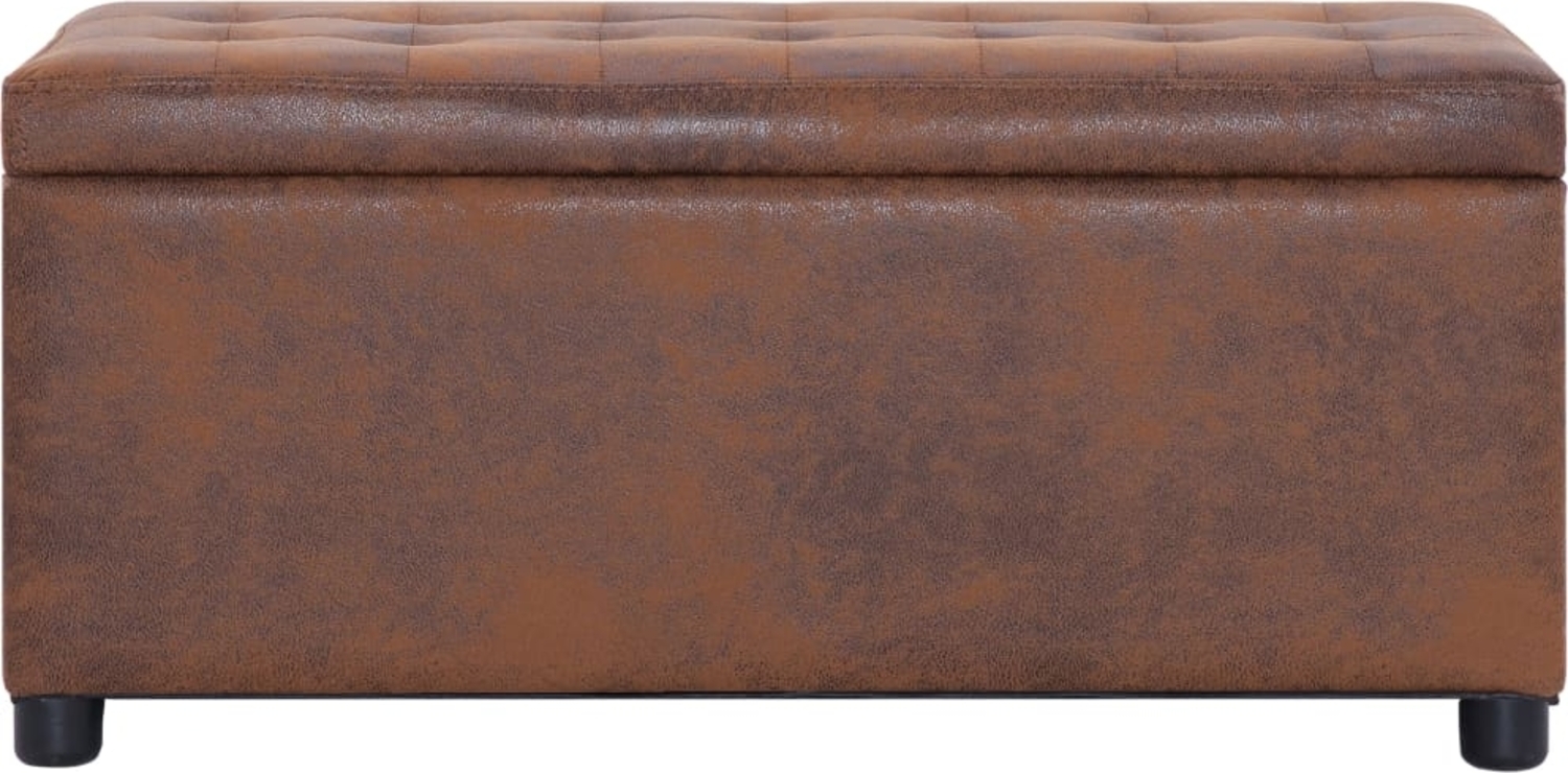 vidaXL Ottoman mit Stauraum 87,5 cm Braun Wildleder-Optik 281375 Bild 1