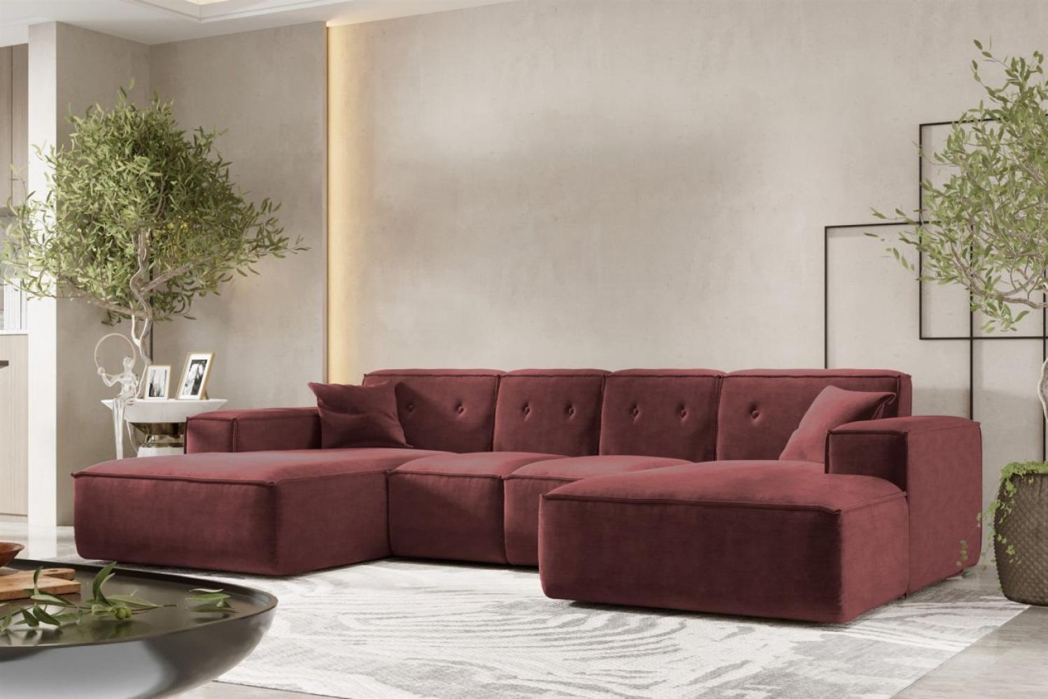 Wohnlandschaft Sofa U-Form CESINA XS in Stoff Perfect Harmony Bordeauxrot Bild 1