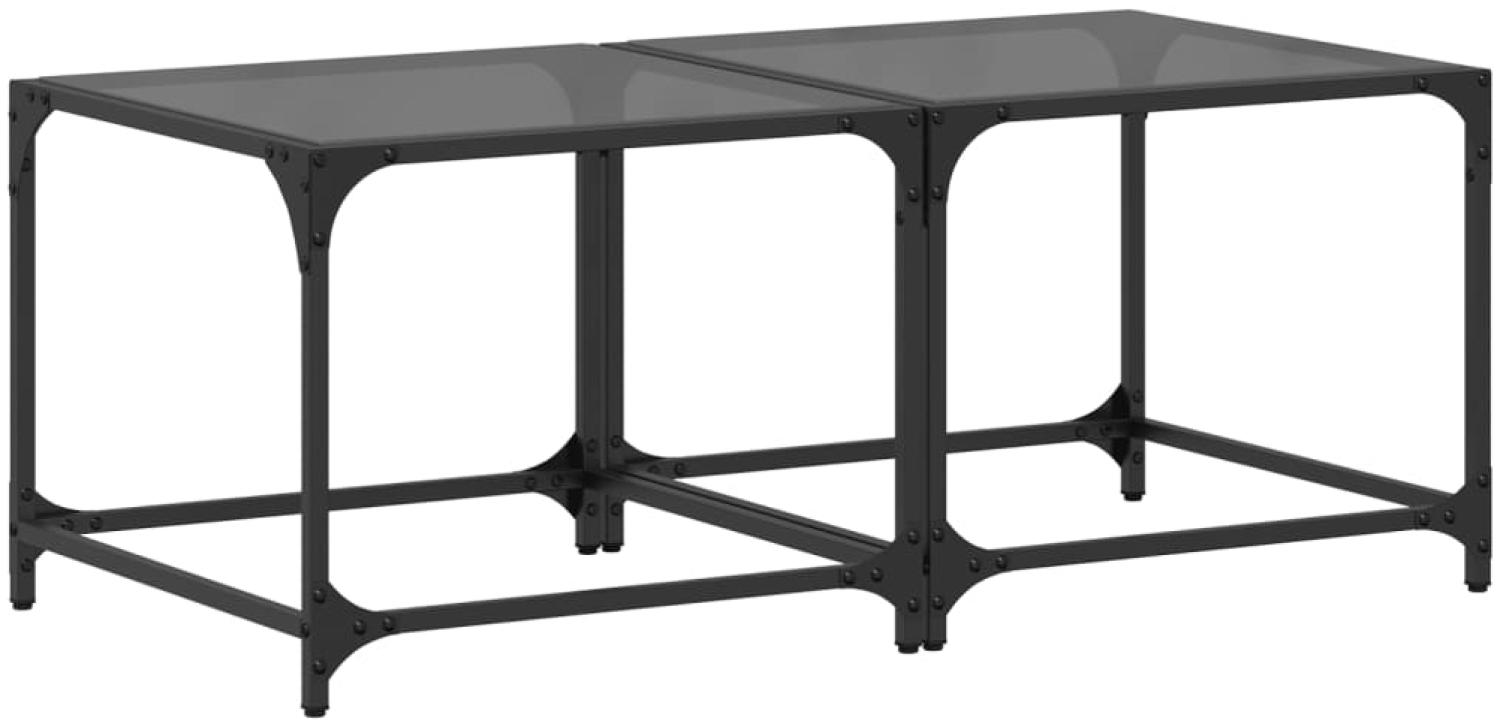 vidaXL Couchtische mit Glasplatte 2 Stk. Schwarz 50x50x40 cm Stahl 845969 Bild 1
