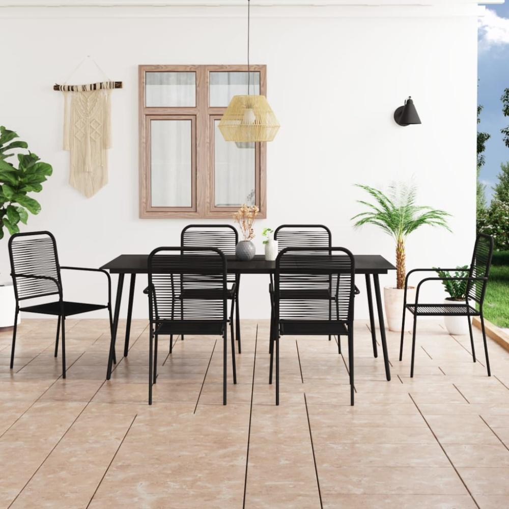 vidaXL 7-tlg. Garten-Essgruppe Baumwollseil und Stahl Schwarz 3058281 Bild 1