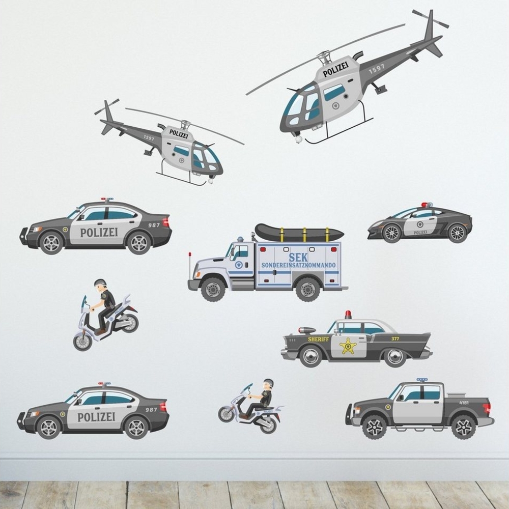 Sunnywall Wandtattoo Polizei Wandsticker Wandtattoo A4 (3 St), konturgeschnitten Bild 1