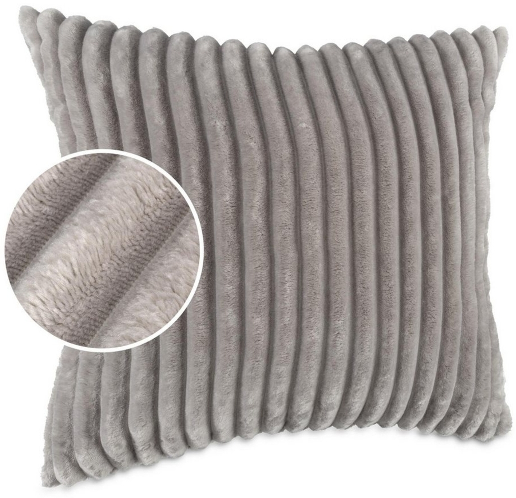 Kisska Dekokissen Kissenhülle LILLI BIG CORD Velour Zierkissen Ambiente Dekorieren, Kissenüberzug ohne Füllung BIG-Cord UNI 40x40cm Einfarbig Hellgrau Bild 1