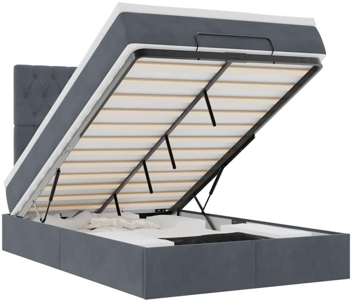 vidaXL Ottoman-Bett mit Matratzen & LEDs Dunkelgrau 120x190 cm Samt 3314379 Bild 1