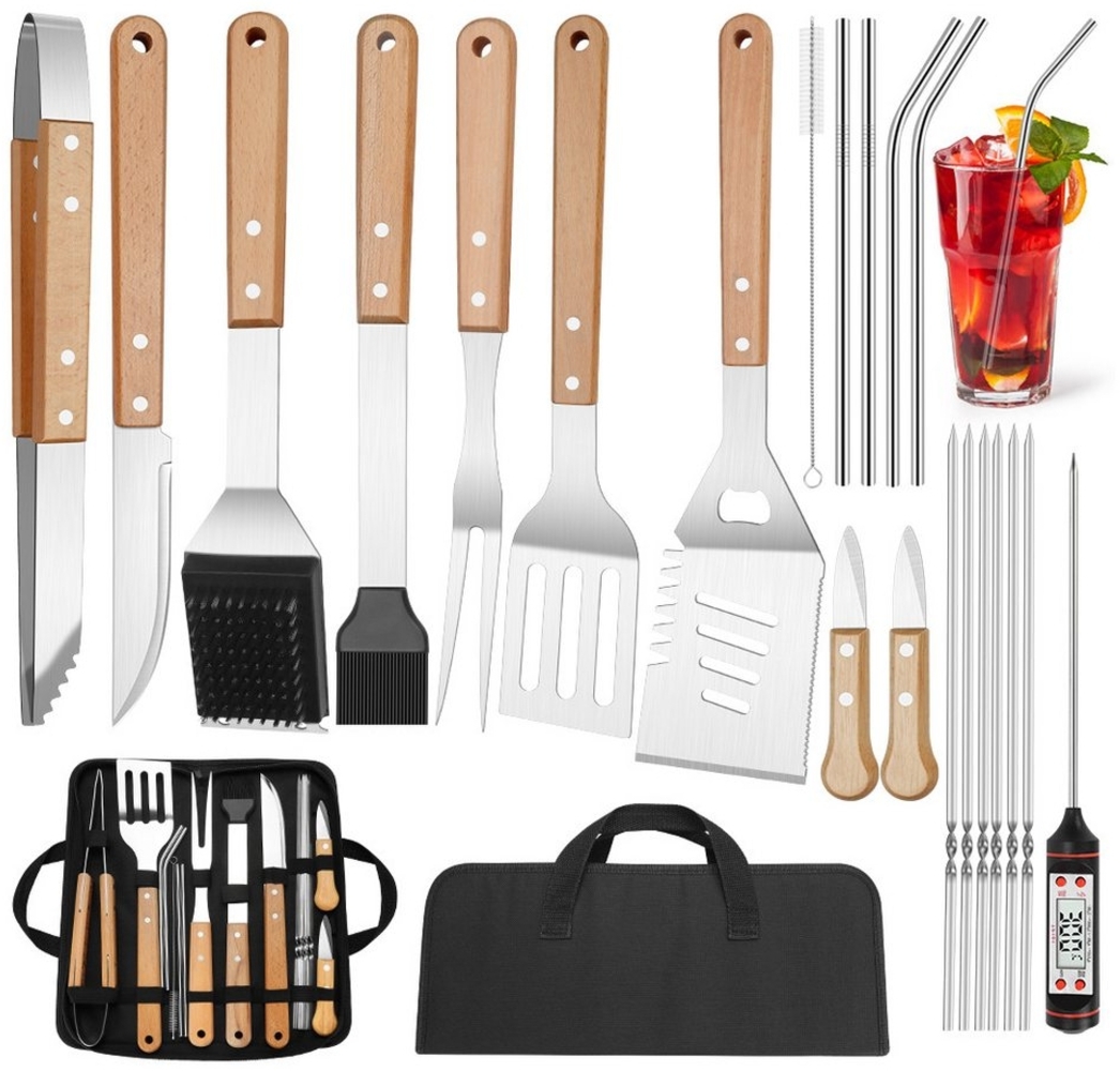 KingLux Grillbesteck-Set 21tlg. Edelstahl Grillbesteck Grillzubehör für Garten Camping, (21 tlg) Bild 1