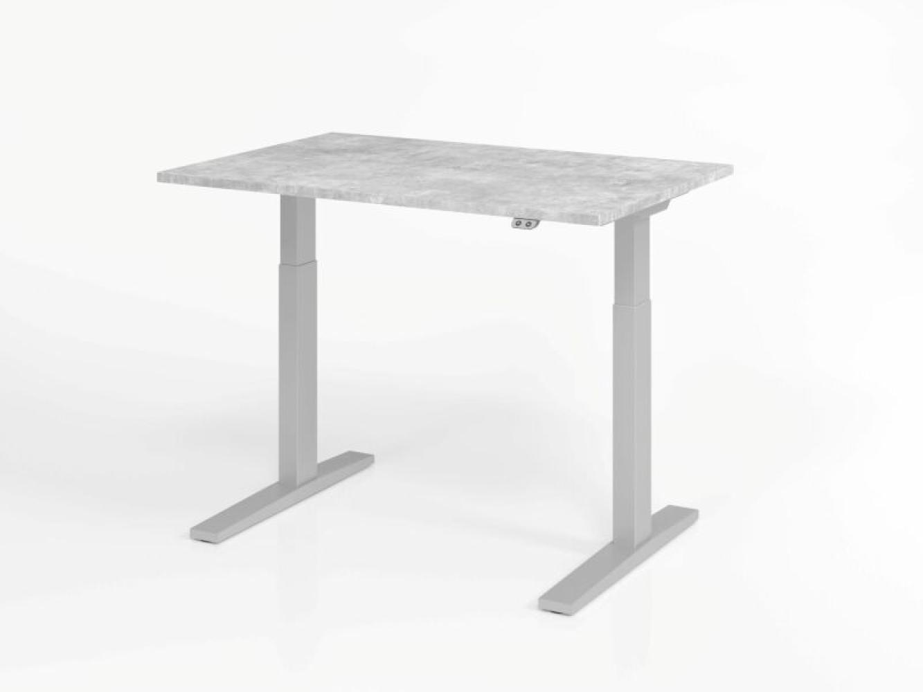 Sitz-Steh-Schreibtisch elektrisch 120x80 cm Beton/Silber Bild 1