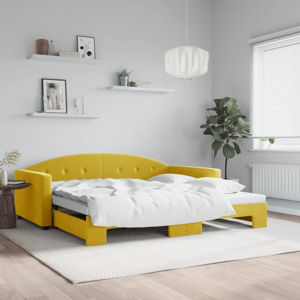 vidaXL Tagesbett Ausziehbar Gelb 100x200 cm Samt Bild 1
