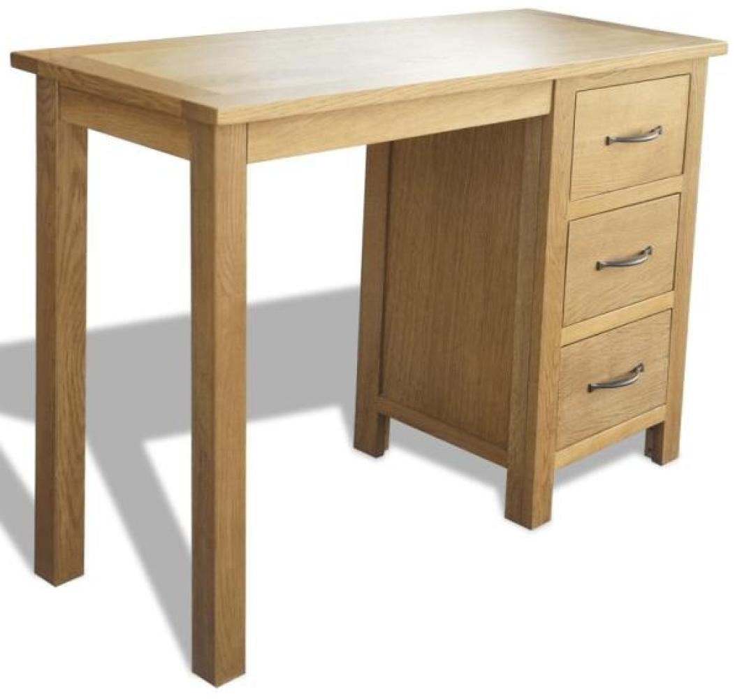 Schreibtisch mit 3 Schubladen, Massivholz Eiche, 106 x 40 x 75 cm Bild 1
