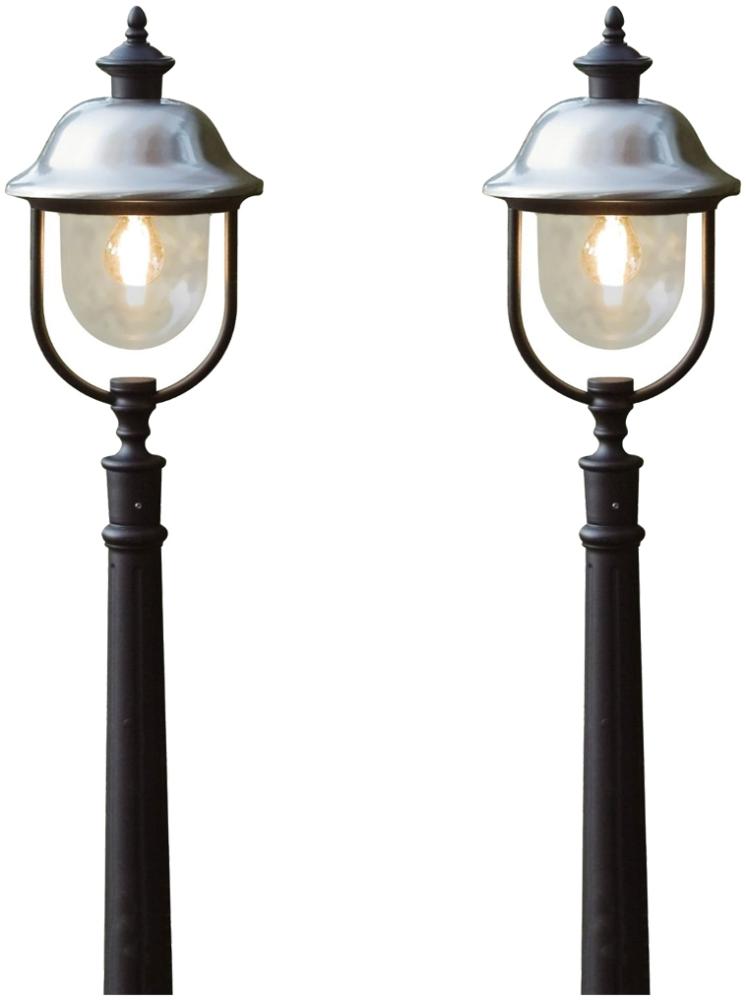 2er-Set schwarze Wegeleuchten PARMA, Edelstahl Lampendach, E27, IP43 Bild 1