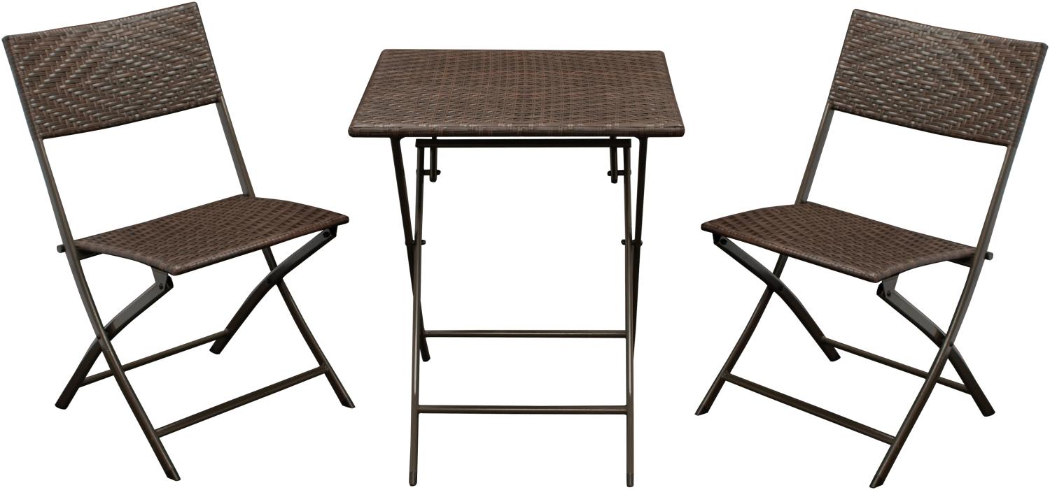 Bistroset ROSSANO 3-teilig klappbar, Metall + Polyrattan braun bicolor Bild 1