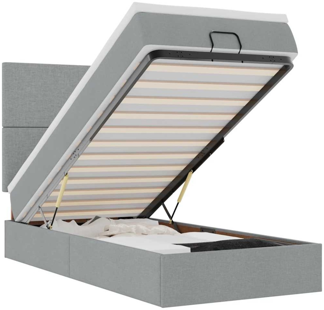 vidaXL Ottoman-Bett mit Matratze Hellgrau 90x190 cm Stoff 3313036 Bild 1