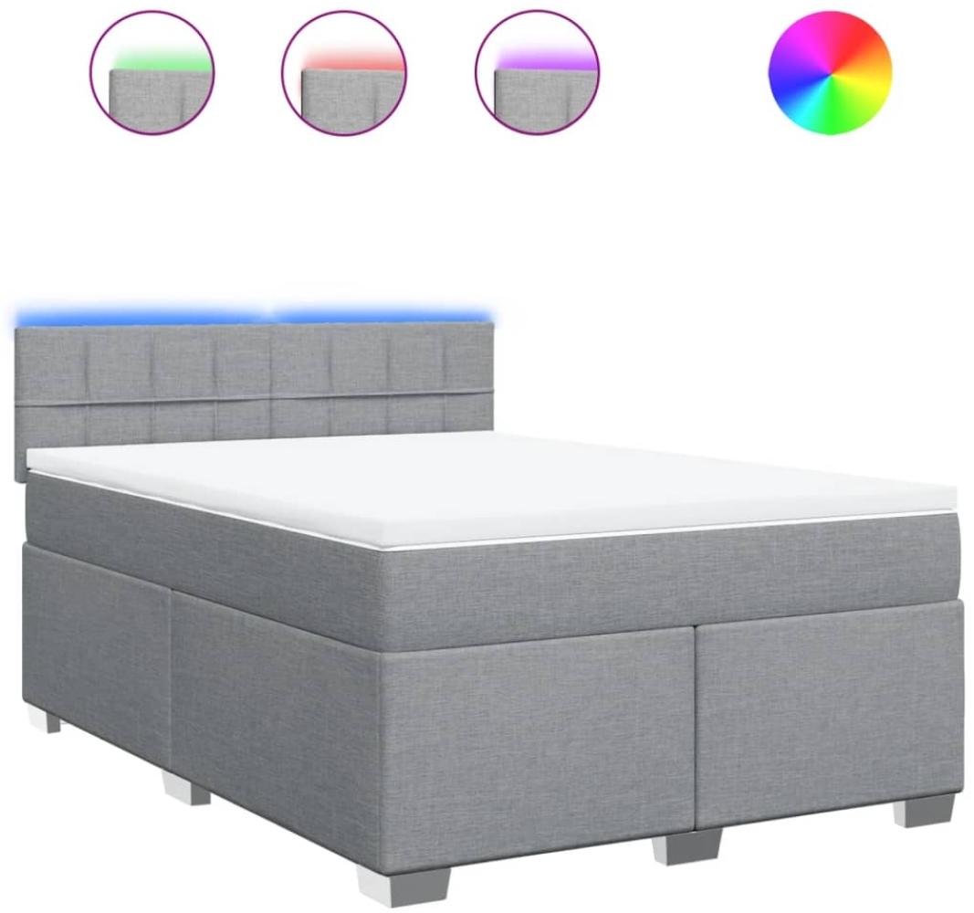 vidaXL Boxspringbett mit Matratze Hellgrau 160x200 cm Stoff 3288239 Bild 1